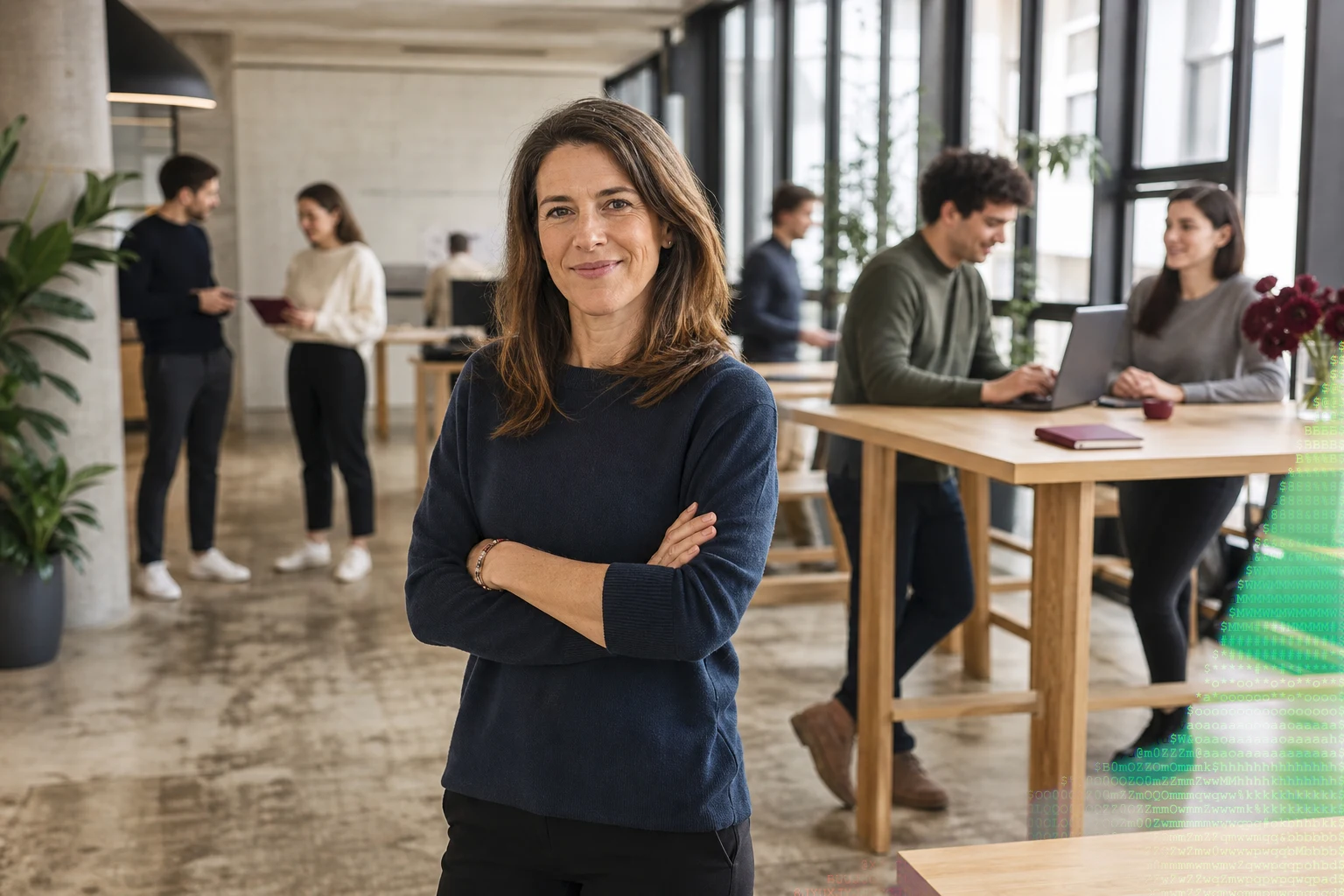 Manager face à son équipe formée à l'IA